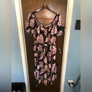 Torrid black with purple flowers dress. BNWT.